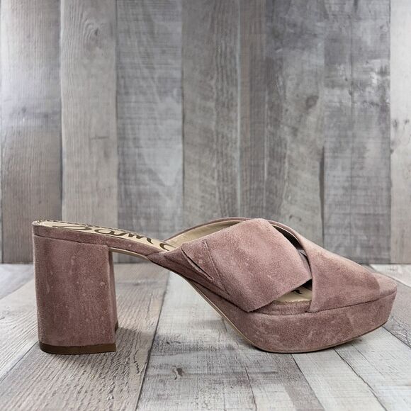 Sam Edelman Jayne Women's 9.5 Platform Block High Heel Sandals Suede Dusty Rose - Picture 6 of 12